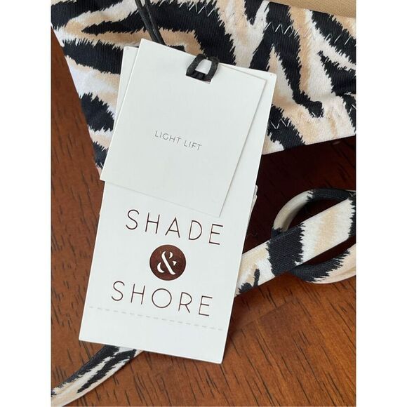 NWT Shade & Shore neutral multi colored zebra print bikini top size 36 B - Picture 3 of 8